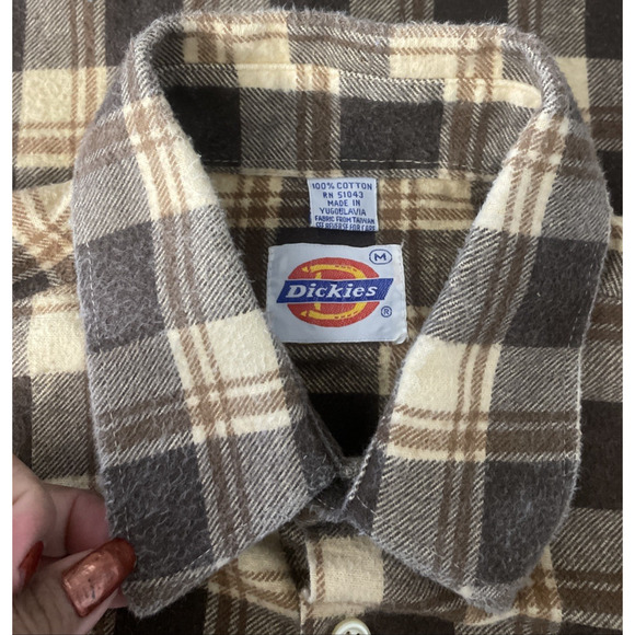 DICKIES Flannel Plaid Button Down Shirt Size Medium - Picture 5 of 5